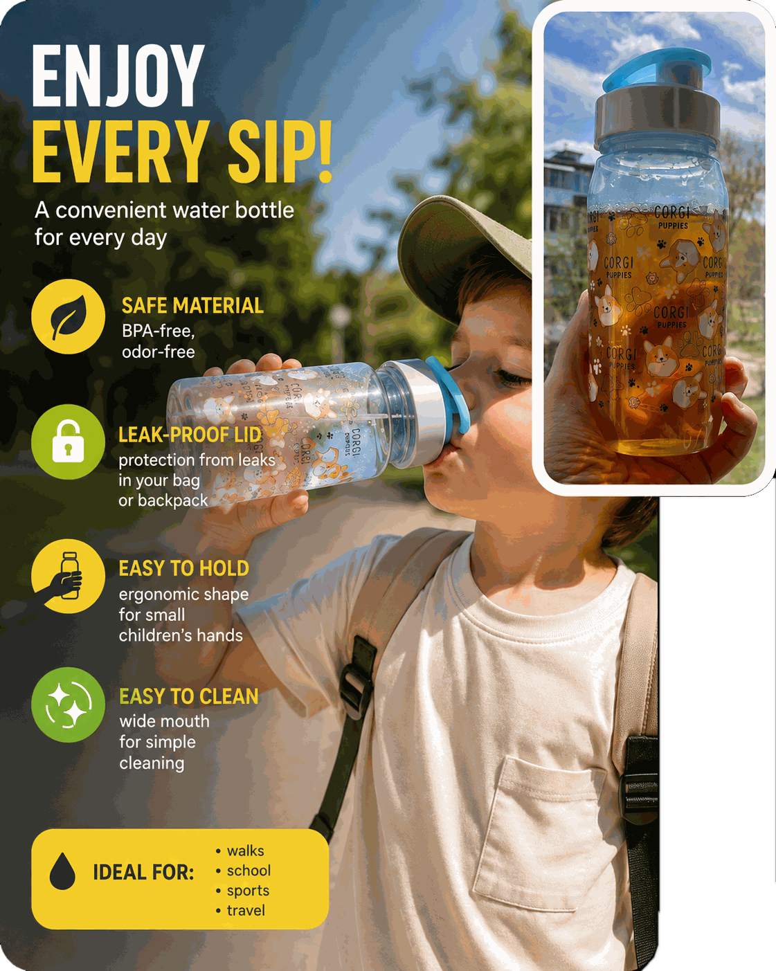Product card with bottle