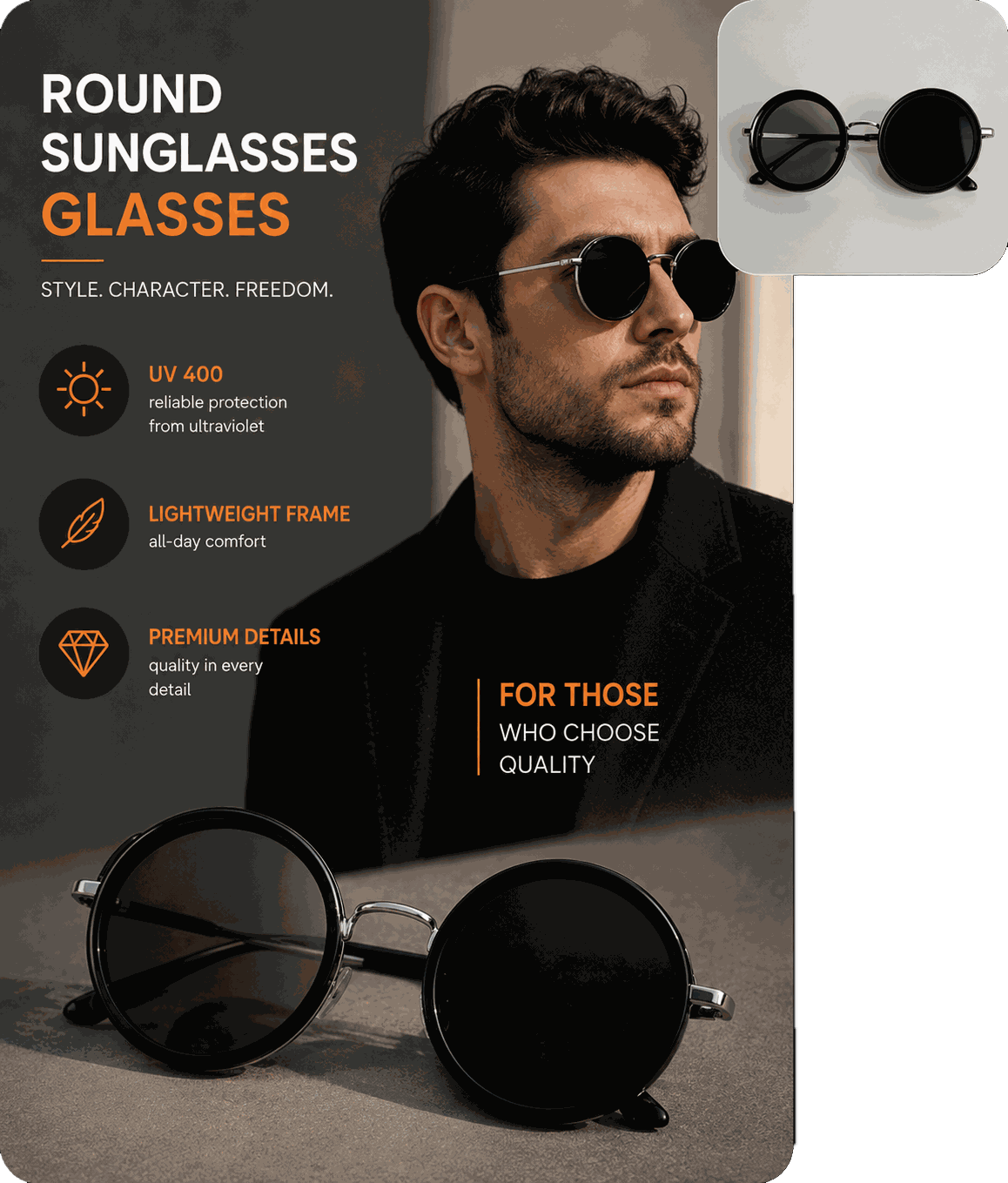 Product card with glasses