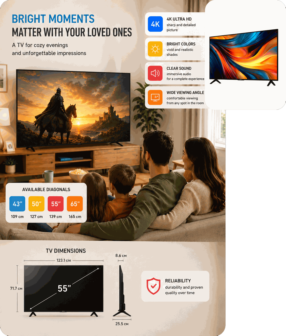 Product card with TV