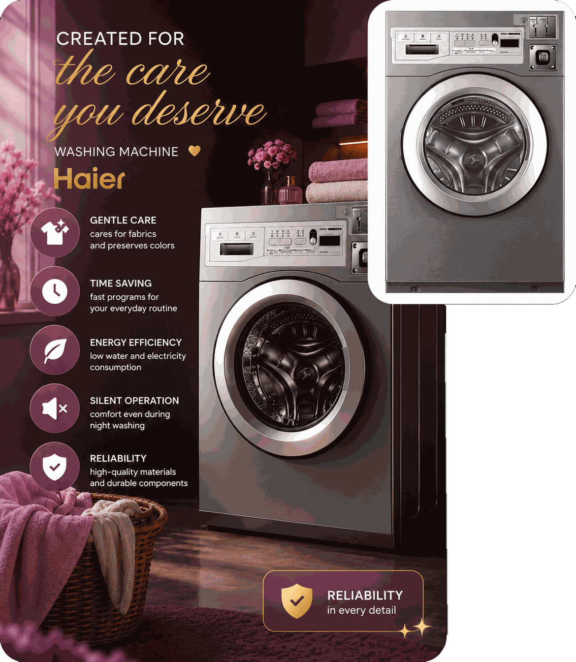 Product card with washing machine